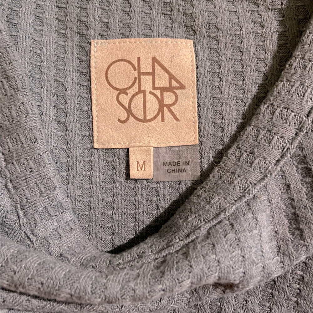 Chaser Waffle Thermal Top Long Sleeve Minimalist T-Shirt Blue Green Size Medium - Picture 3 of 4